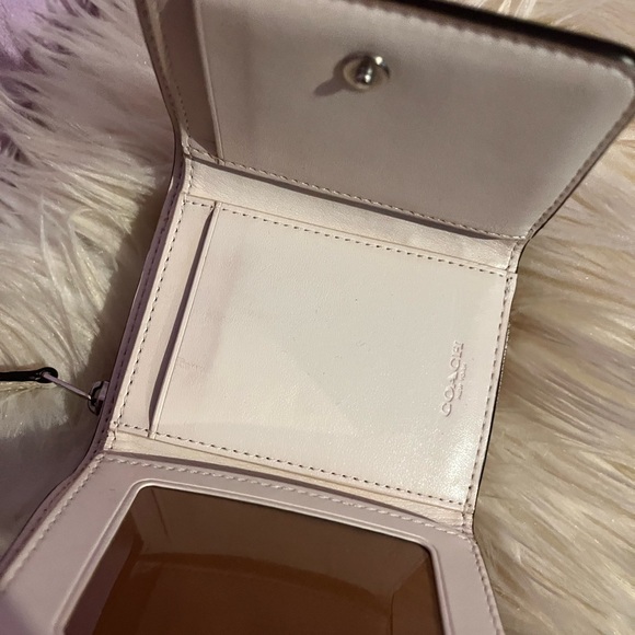 Coach Pink Floral Compact Wallet with Blue Blooms - Picture 3 of 4